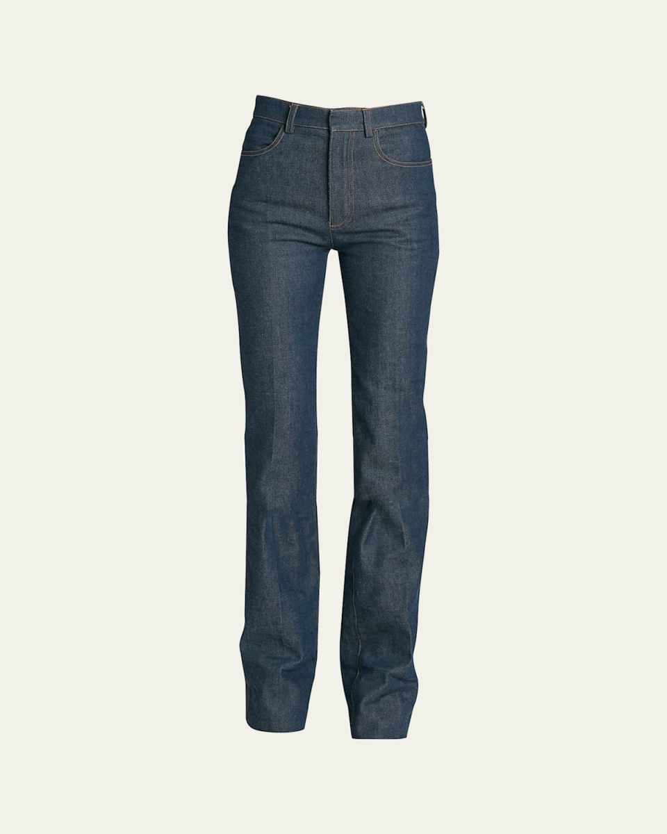 Denim Straight-Leg Pants